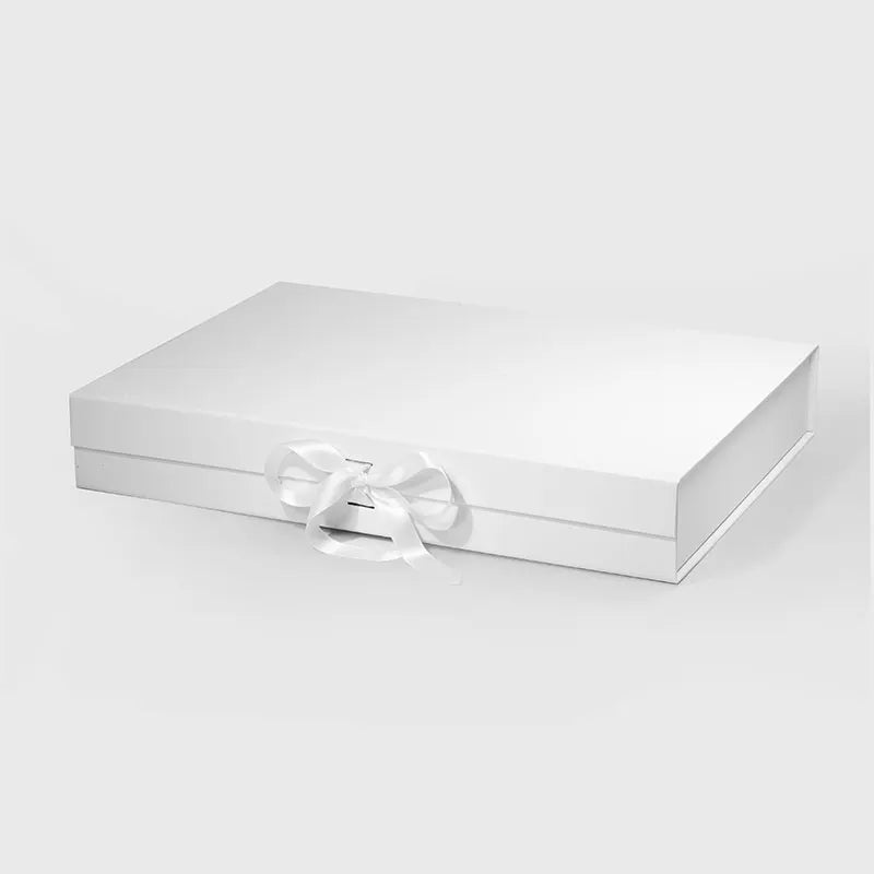 Custom Brand Printing A3 extra Shallow Magnetic Folding Luxury Gift Box with Ribbon