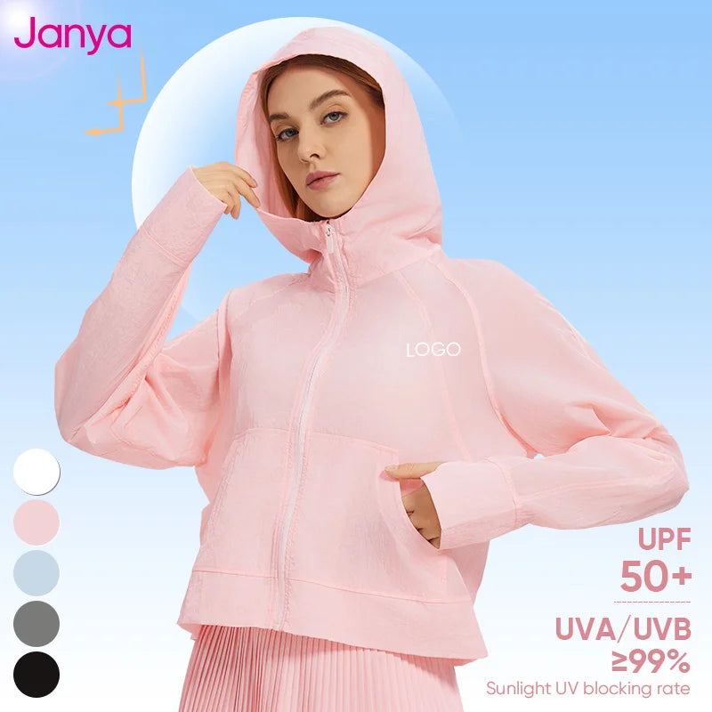 Janya Waterproof Sun Proof UPF50+ Anti-UV Yoga Jacket Fitness Womens Clothing  Lightweight Outdoor Quick Dry Casual Jacket