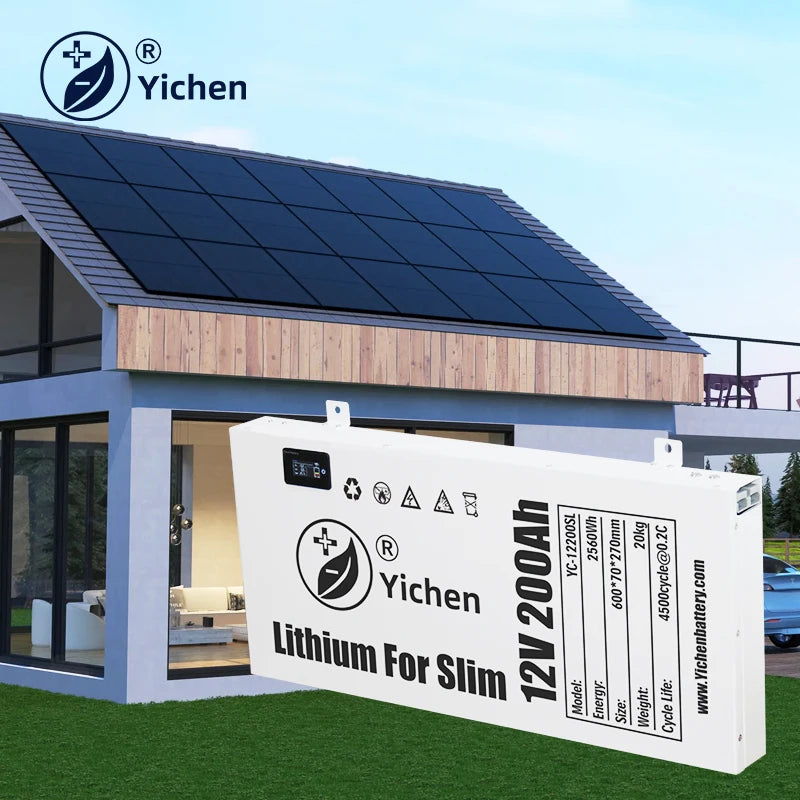 Deep Cycle Ultra Slim Solar RV Camper Semi-solid State LiFePO4 Lithium Ion Battery 12V 100Ah 150Ah 200Ah 4500 Cycles 5-Year