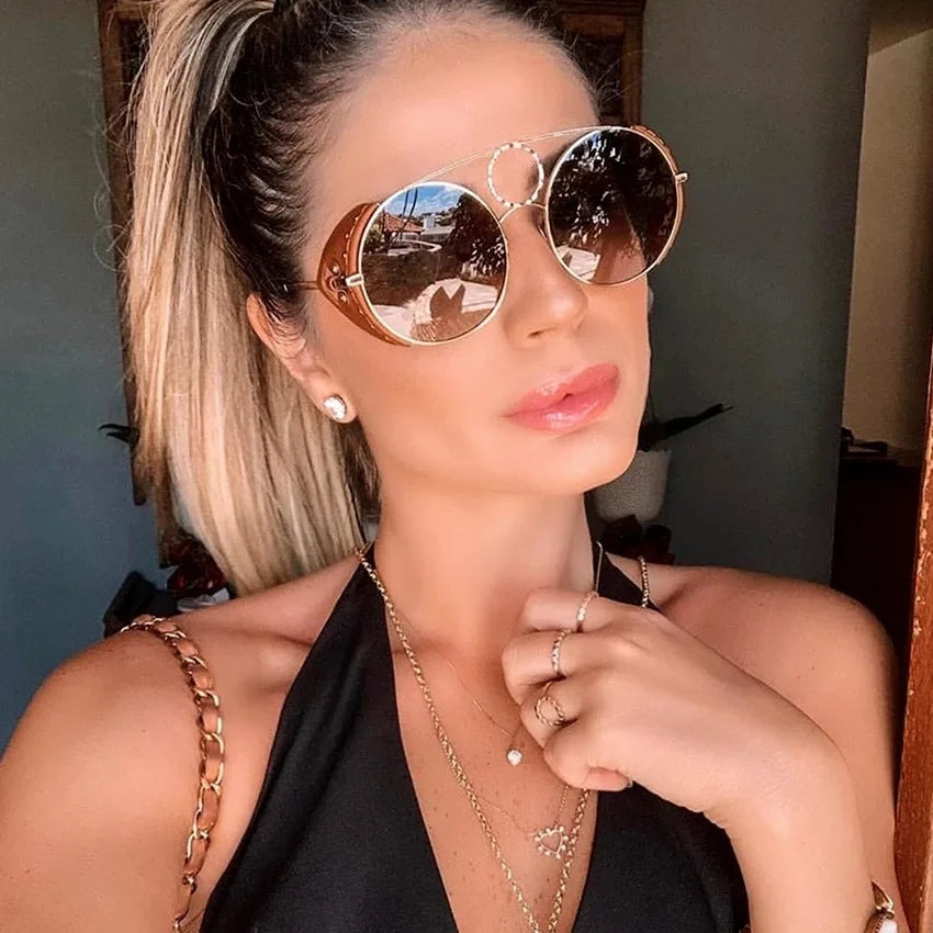 2022 Fashion Luxury Brand Designer Sunglasses One Piece Lens Personality Women Sun Glasses Shades Uv400