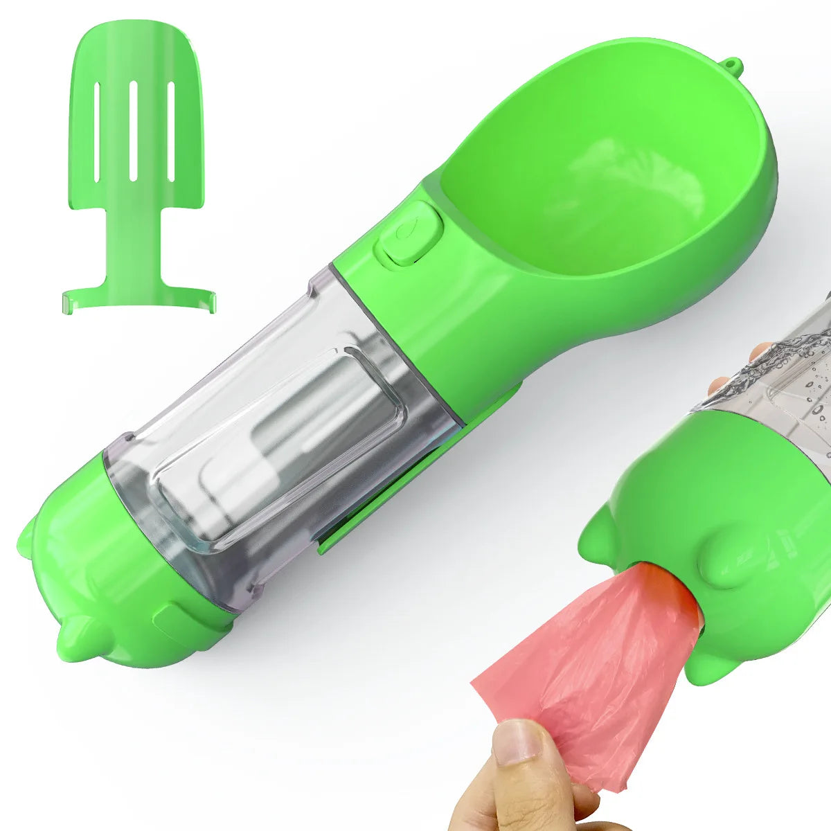 2025 New Design Dog Travel Multi Functional Portable 300ml Eco-Friendly Water Bottle & Poop Bag Holder for Outdoor Use