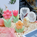 AK New Flower Aromatherapy Candle Silicone Mold 3D Flower Shape Candle Mould DIY Tulip Silicon Molds for Candle Making