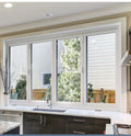 LML Modern Sliding Double Glazed UPVC Profile Windows with Stainless Steel Screen and Hanging Curtain
