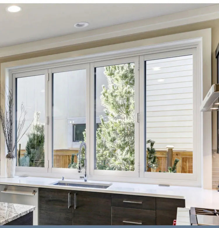 LML Modern Sliding Double Glazed UPVC Profile Windows with Stainless Steel Screen and Hanging Curtain