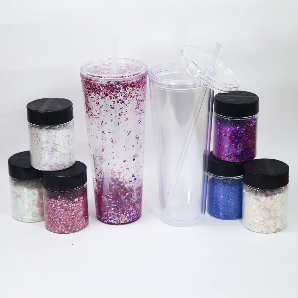 Wholesale Custom Double Wall Acrylic Cup 24oz Clear Acrylic Cold Cup Pre Drilled Double Wall Plastic Tumbler With Straw and Lids