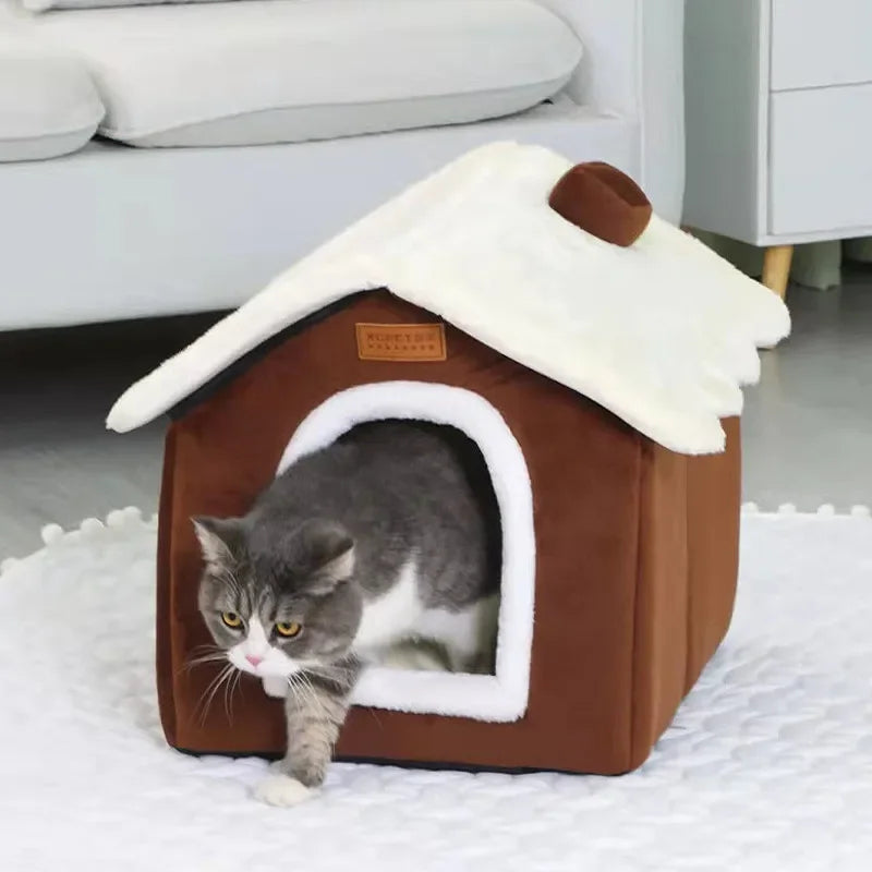 Wholesale Cat House Double Layer Summer Winter Foldable Washable Cat Cave Bed With Scratch Board Sustainable Feature