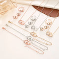 YL 2026 European American Simple Double Love Necklace Jewelry Set Luxury Gold Plated Bride Four-Piece Double Heart Jewelry