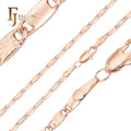 3mm+ FJ Fallon Fashion Jewelry Flat Snail Link Half Sunburst Hammered Chain Plated in Rose Gold Brass Based