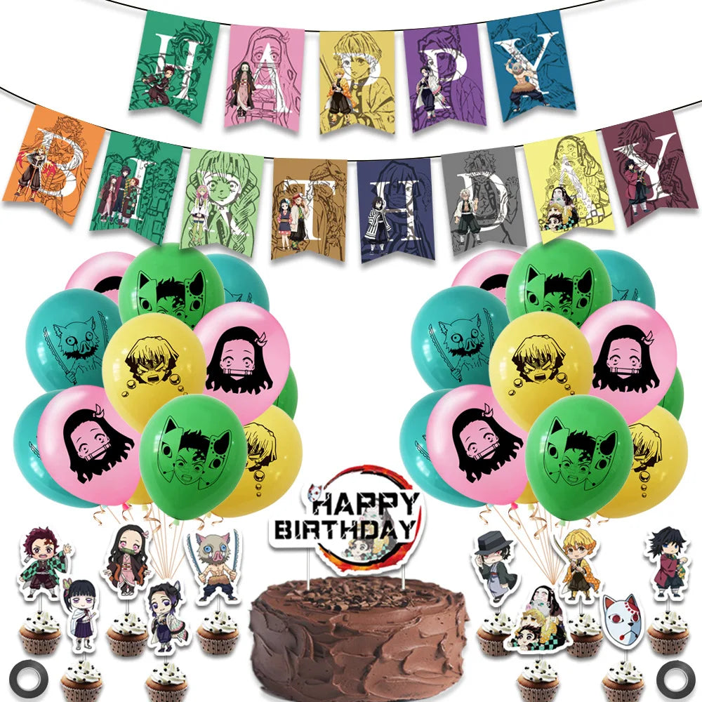 12 Inch Japanese Anime Themed Children's Kids Boys Birthday Party Supplies Latex Balloon Set Backdrop Decoration