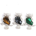 Wholesale Silver Sterling Color Diy Diamond Inlaid Natural Crystal Owl Pendant