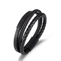 Stainless Steel Braided Bracelet Titanium Steel Magnet Buckle Multi-Layer Leather Bracelet For Men