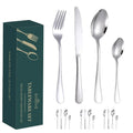16-Piece Reusable Western Style Stainless Steel Flatware Set New Product with Mirror Polish Forks Spoons Knives