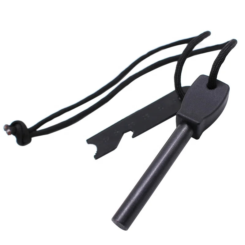 9.5mm Thick Flintstone Fire Rod with Flint Striker Camping Fire Starter