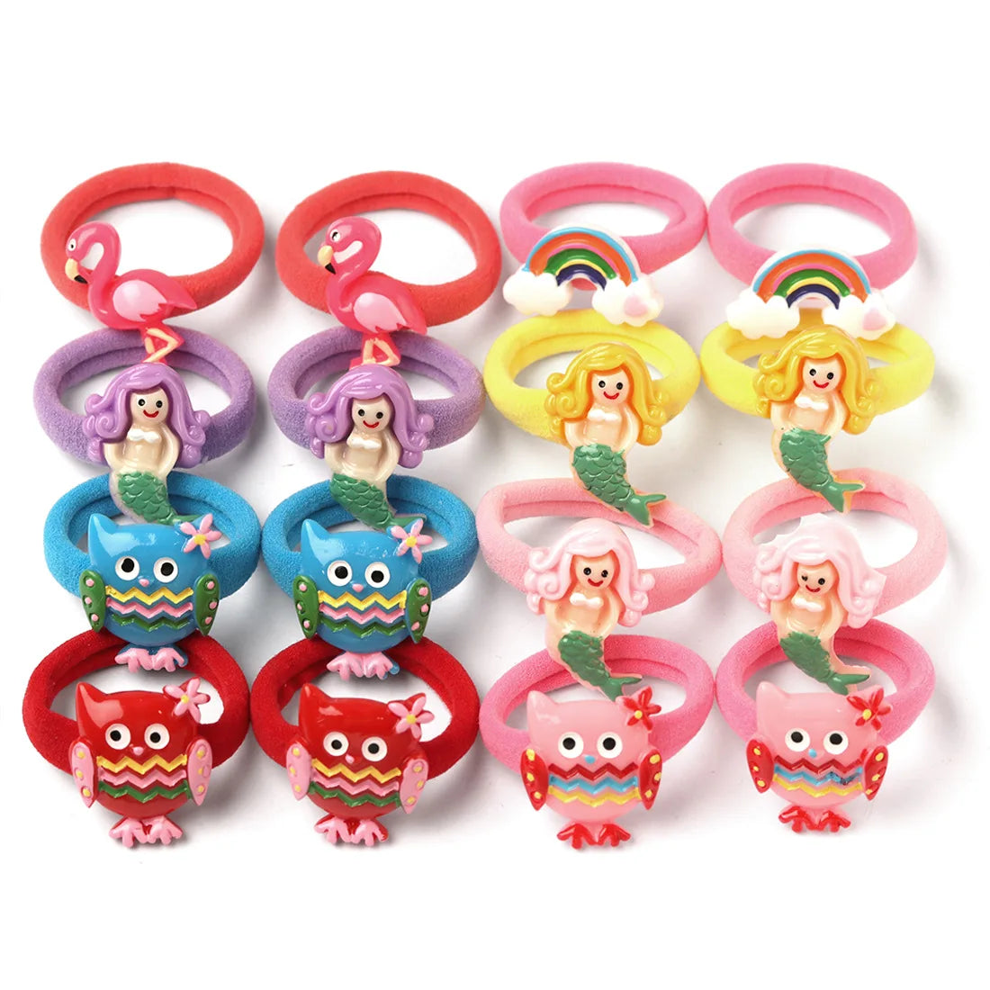 Children's DIY 8-Colour Resin Hair Band Mermaid Flamingo Hair Accessories with Nylon Elastic for Kids Infants Toddlers