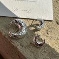 Fine Jewelry Minimalist 925 Sterling Silver Timeless Jewelry Moon Shape Stud Earrings for Women