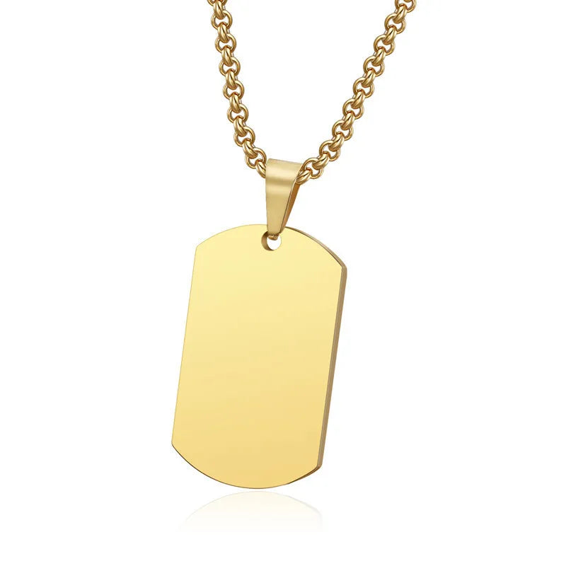 Waterproof Custom Engraving Dog Tag Necklace for Men Fashion Stainless Steel Gold Black Dog Tag Blanks for Laser Engraving