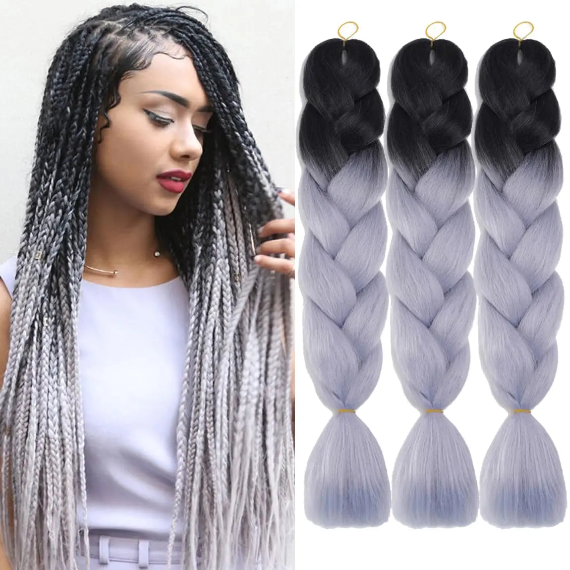 Hot Selling Jumbo Braiding Hair 24Inch African Crochet Braids 100g Wholesale Synthetic Yaki Ombre Braiding Hair Extensions