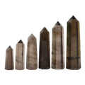 Multi-Sized Smoky Quartz Natural Stone Hexagonal Pillar Crystal Decoration Office Ornament Tower Stone Crafts DIY Accessory Gift