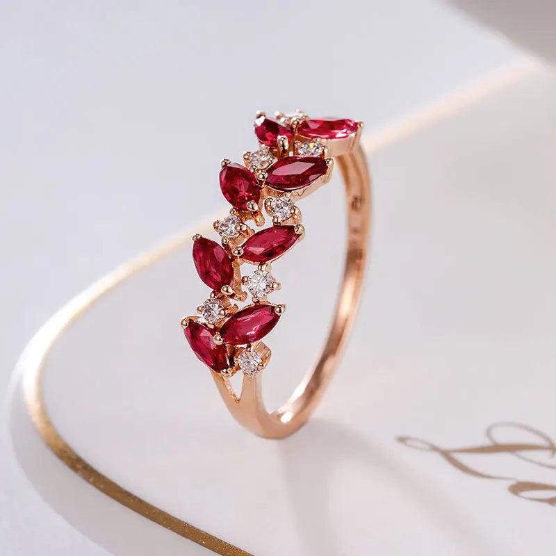 Dropshipping Popular 18k Gold Natural Ruby Diamond Ring With Natural Gemstone