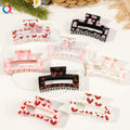 QIYUE 8.5cm Printed square Valentine's Day love Hair Clips Women's Hair Accessories