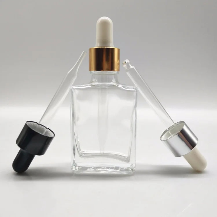 Empty Clear 1oz 2oz Essential Oil Serum Refillable Glass Dispenser Dropper Bottle Mini Skin Care Bottle