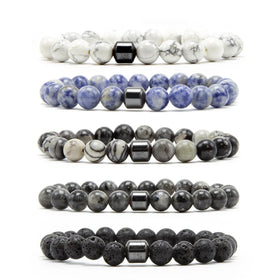 8MM Hot Selling Style Hematite Stone Bracelet Blue Turquoise Beads Beaded Elastic Band Tiger Eye Men Bracelet