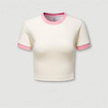 Fashion Ringer t Shirt Crop White Cropped Fitted Tshirt Custom logo Crop Top t Shirt