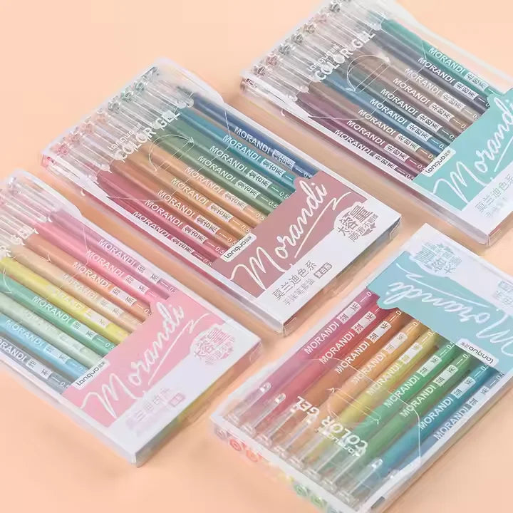 Morandi Color 0.5mm Gel Ink Pen 9 Color Packing Gel Pen for White and Black Paper