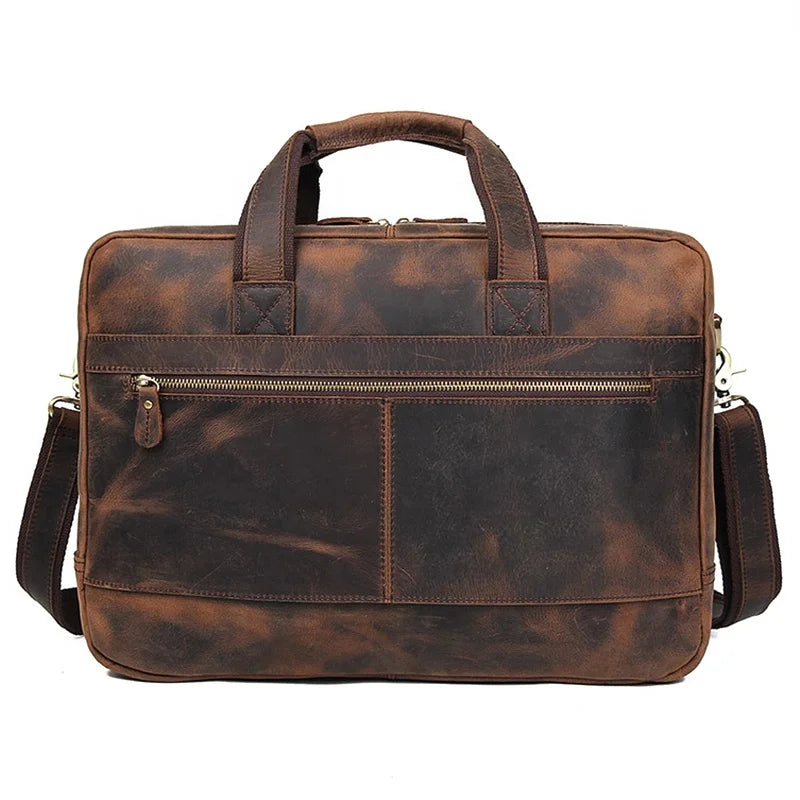 Men Genuine Leather Laptop Bag for 17" Laptop Briefcase Expandable Computer Business Messenger Shoulder Bag for School Travel