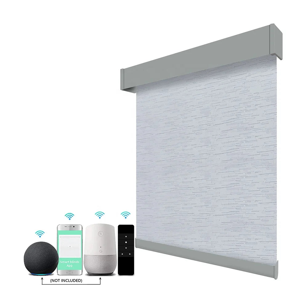 Smart Home Blinds Tubular Motor Battery Powered Motorized WiFi Remote Control Window Roller Blinds with Google Control System