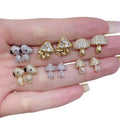 EC2050 New Stylish Trendy Chic Dainty 18k Gold Silver Plated CZ Pave Mushroom Dog Studs Stud Earrings for Women