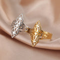 Stainless Steel Vintage Filigree Lotus Flower Rings for Women Wedding Party Adjustable Ring Jewelry Birthday Gift