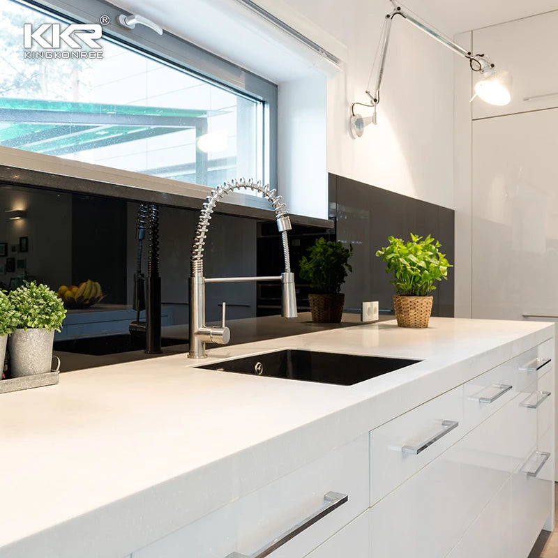 Pure White Modified Acrylic Solid Surface Artificial Stone Marble Slab Modern Kitchen Countertop ISO9001 Certified 5-Year