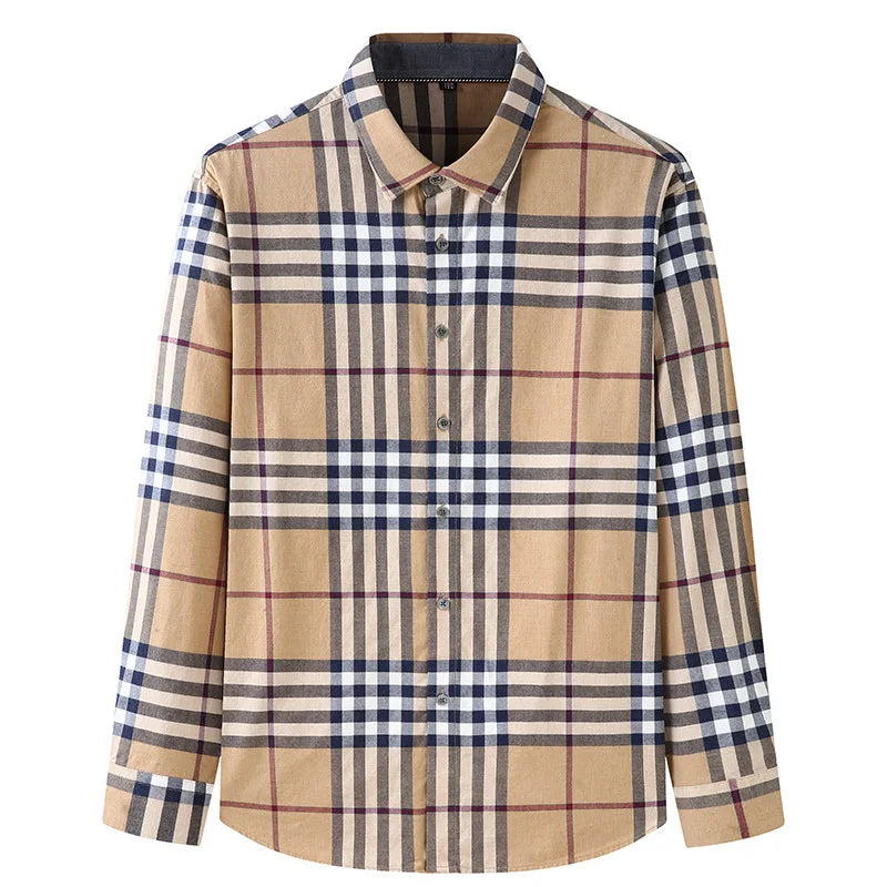 2023 Large Size Long-sleeved Shirt Men's Plus Business Casual Loose Long-sleeved Shirt