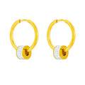 Women's Trendy 18k Gold-Plated Stainless Steel Circle Hoop Earrings Zircon Dangle Wholesale Fashion Jewelry with Charms