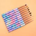 Newest Custom High Quality Nail Art Brush Line Drawing Pen Colorful Fish Scale Handle Gel Nail Polish Brushes for Manicure