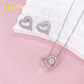 Wholesale Cheap Women Girls Moissanite Jewelry 18K Gold Necklace Heart Pendant and Stud Earrings Jewelry Set