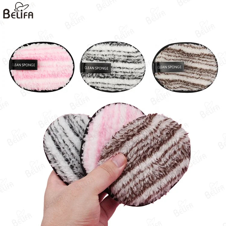 Custom Microfiber Make Makeup Remover Pad Facial Cleaning Round Puff Washable Face up Colorful Reusable Makeup Remover Pads