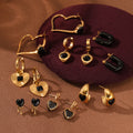 Fashion Black Heart Drop Earrings Stainless Steel Hypoallergenic Chunky Hoop Earrings for Women Drop Earrings Heart