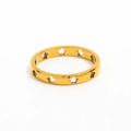 High End 18K Plain Gold Hollow Pentastar Rings Stainless Steel Trendy Simple Gold Plated Jewelry