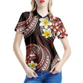 Samoan Pattern Womens Lightweight Moisture Wicking 3 Buttons Golf for Polo Shirts Collared Short Sleeve Casual T Shirt