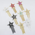 Fashion Clothing Accessories Crystal Rhinestone Beaded Star Applique Patch Iron on Stone Star Patch With Metal Tassel for Dress