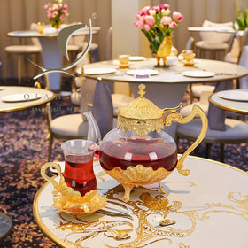 Qian Hu Luxury Metal Glass Kettle Set Modern Classic Classic Drinkware for Ramadan Decorations Parties Weddings and Christmas