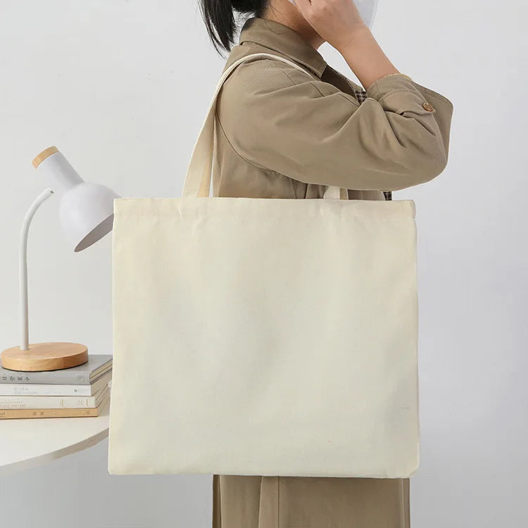Wholesale Custom Logo Cotton Canvas Tote Bag with Large Capacity Original Zipper Pocket Rope Handle
