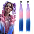 Kids Ponytail 26" Glitter Hairpiece Hair Crochet Braid Synthetic Hair Ponytail Hair Extension Rainbow Ponytail With Tinsel