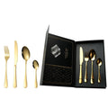 Hot Sale Boxed Stainless Steel Gold Cutlery 24 Pcs Set Metal Knife Fork Spoon Silverware Cutlery Set
