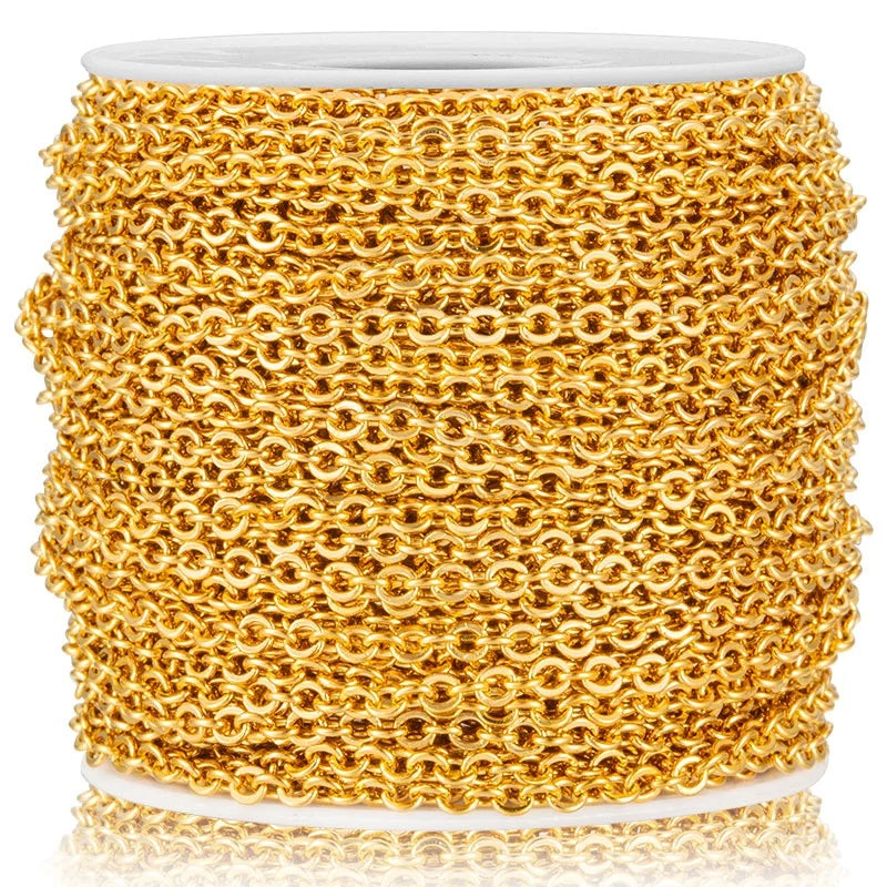 Design Gold Plated Chain Roll Stainless Steel Chain Necklace Spinner Ring Supplies for Men Jewelry Making