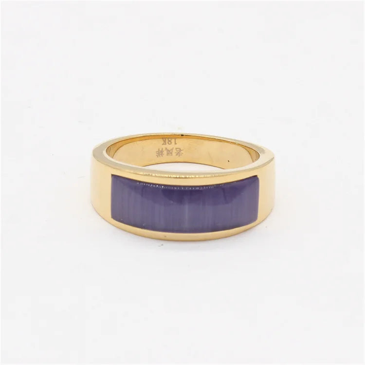 Minimalist Jewelry Ring Gold Plated Men square Opal Stone Rings
