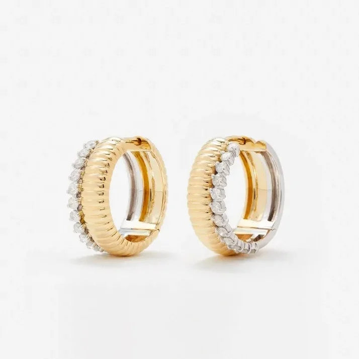 LOZRUNVE New Design Prong Setting Sapphire Edge Dome Chunky Hoop Elegant Earring Silver 925 Sterling