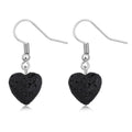 Jewelry Fashion Perfume Essential Oil Women Girl Aromatherapy Black Heart Lava Volcanic Stone Drop Pendant Dangle Hook Earrings